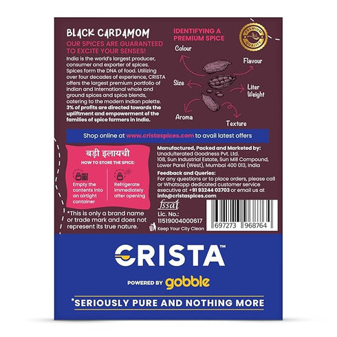 CRISTA Darjeeling Whole Black Cardamom Seeds